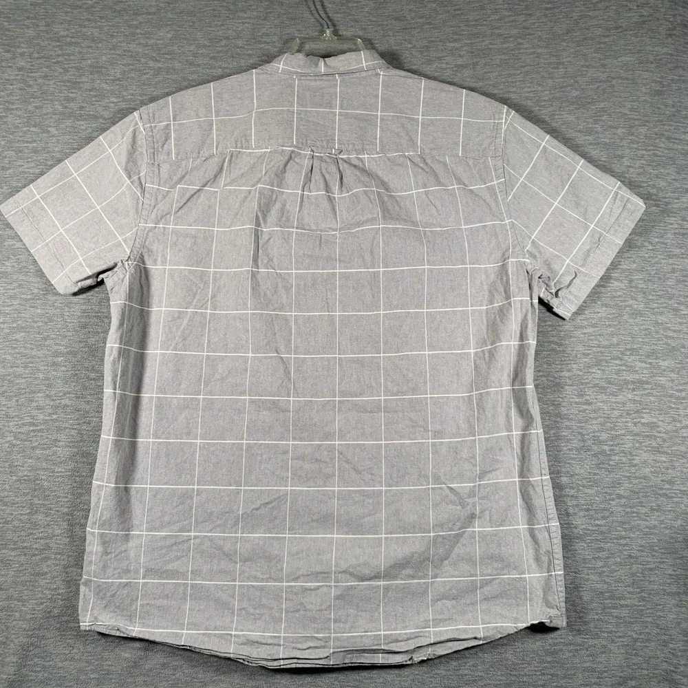 Frank + Oak Shirt Mens 2XL Gray Check Short Sleeve Button Front‎ Casual